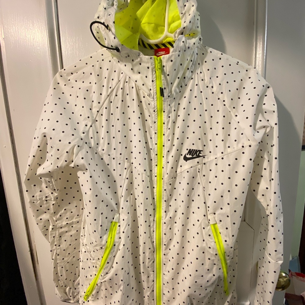 Nike White Polka Dot active Jacket with Neon Accents